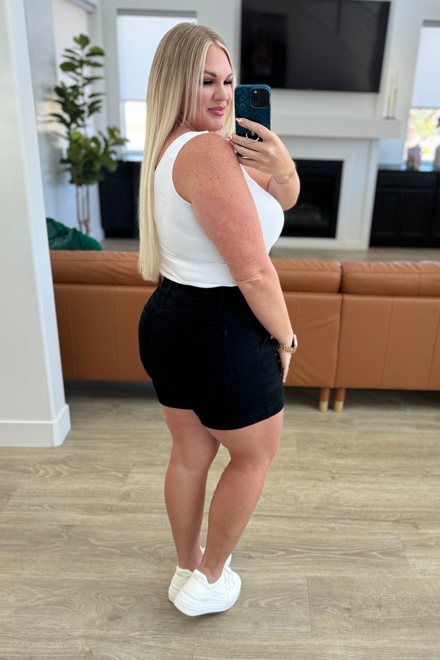 Pantalones cortos de tiro alto con botones y bragueta Reagan