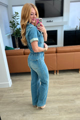Sylvia Short Sleeve Denim Jumpsuit - Liarian Unlimited Boutique