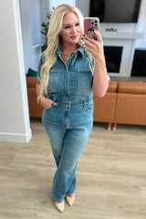 Sylvia Short Sleeve Denim Jumpsuit - Liarian Unlimited Boutique