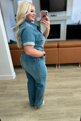 Sylvia Short Sleeve Denim Jumpsuit - Liarian Unlimited Boutique