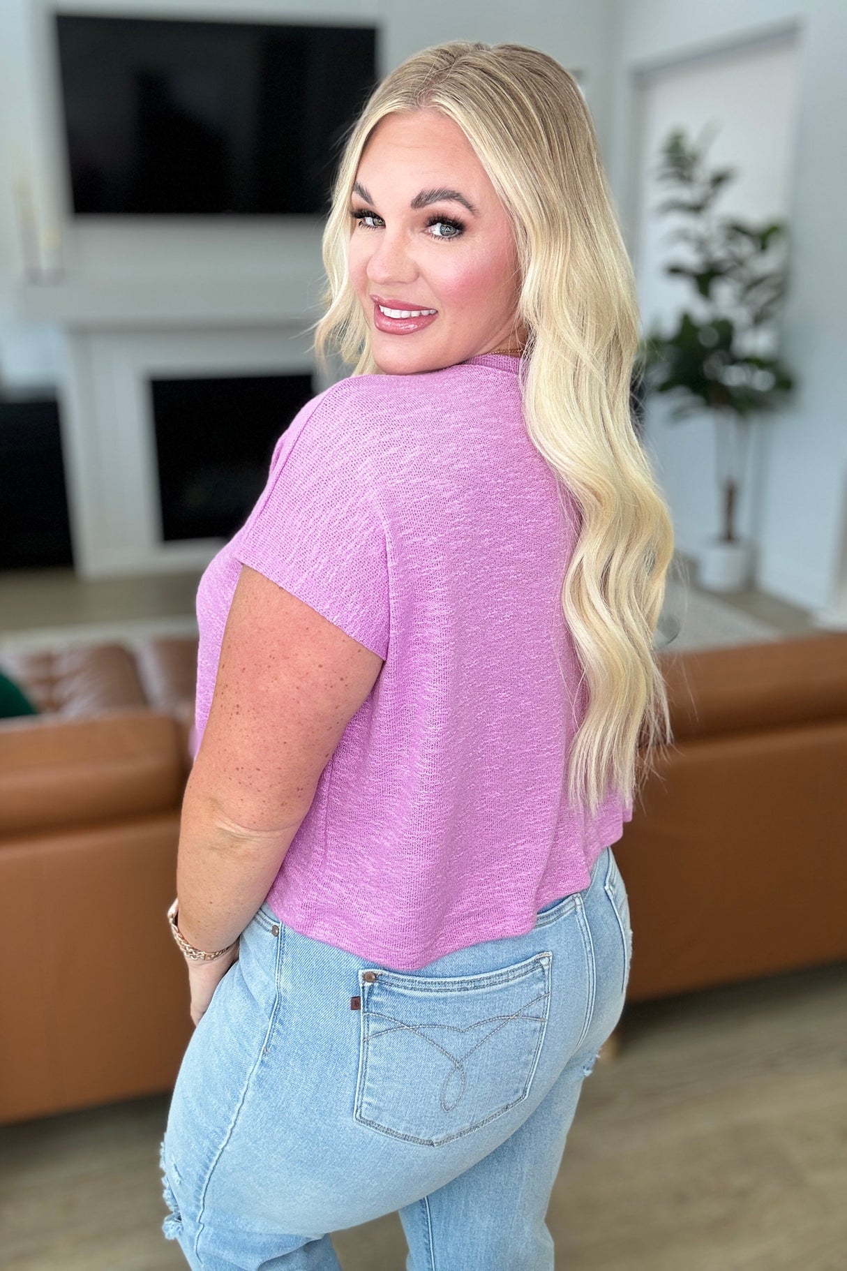 Classic Comfort V-Neck Top in Mauve - Liarian Unlimited Boutique