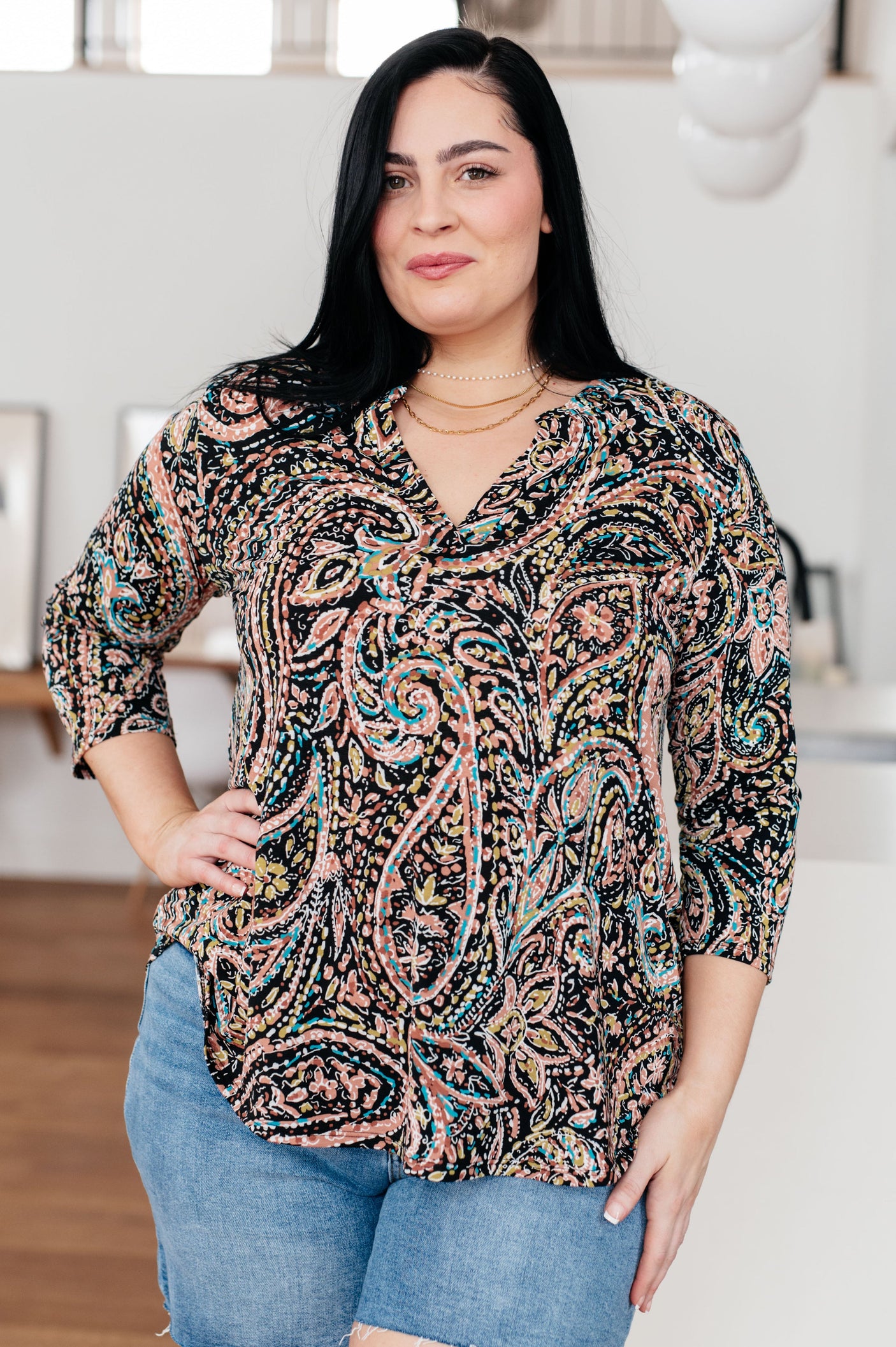 I Think Different Top Teal Paisley - Liarian Unlimited Boutique