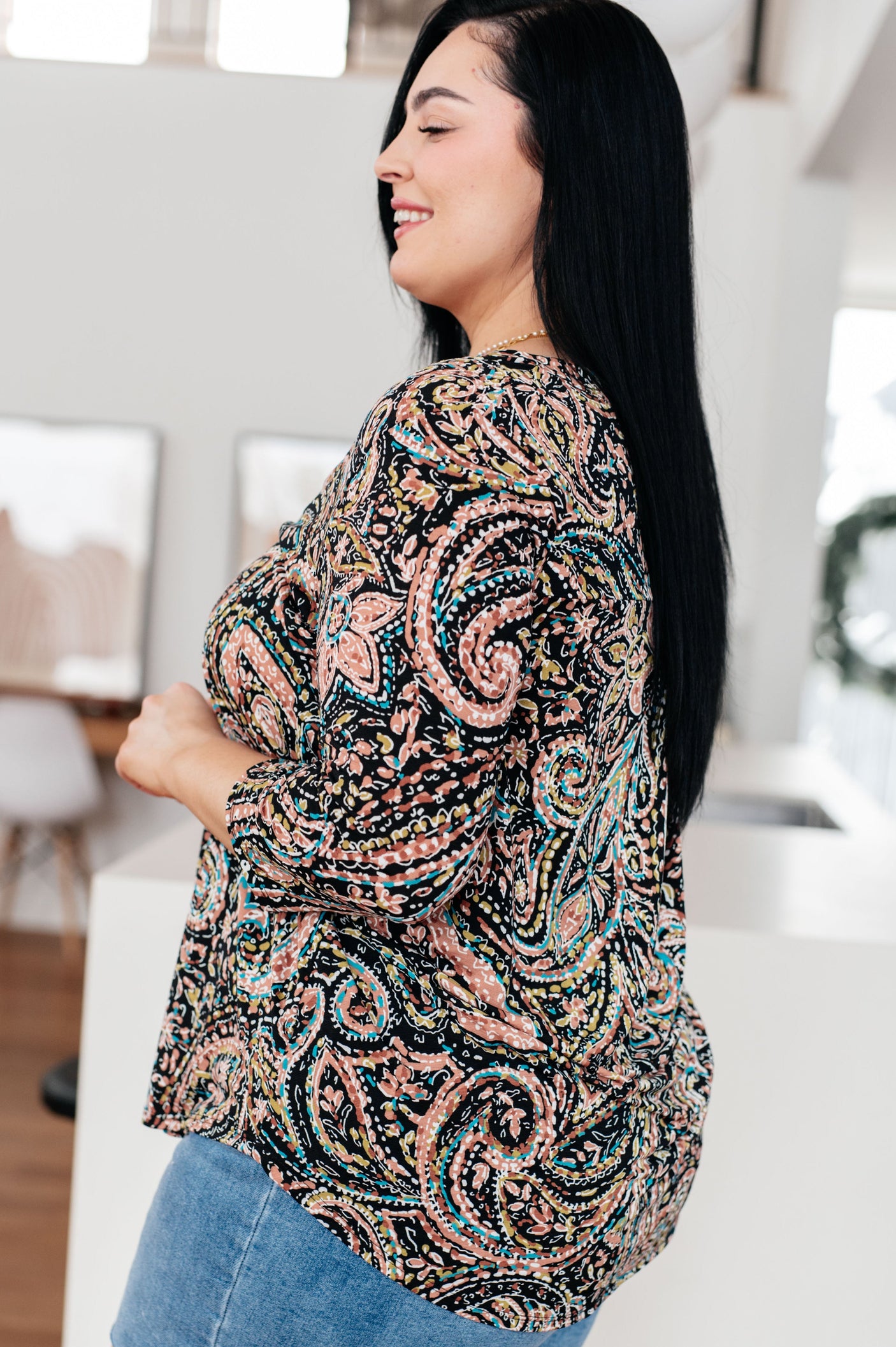 I Think Different Top Teal Paisley - Liarian Unlimited Boutique