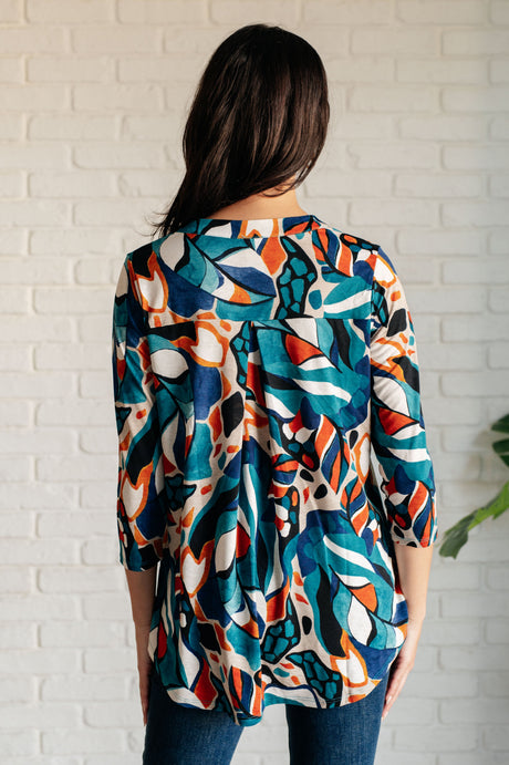I Think Different Top in Abstract Teal - Liarian Unlimited Boutique