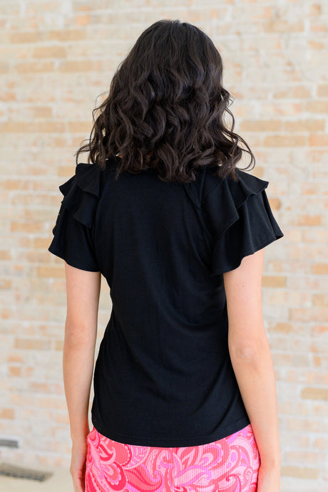 Camiseta negra con mangas onduladas "I'll Allow It"