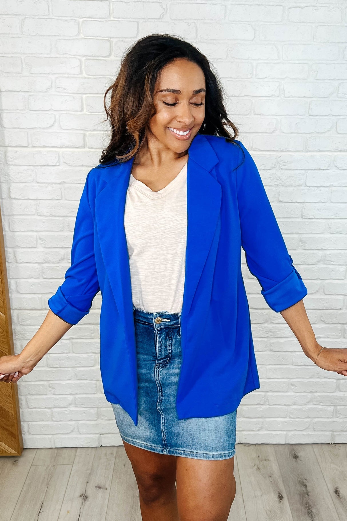 Blazer abierto en azul rey "I'm Really That Gal" 