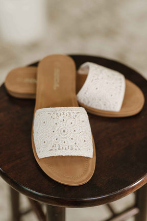 Imelda Off White Crocheted Slip On Sandal - Liarian Unlimited Boutique