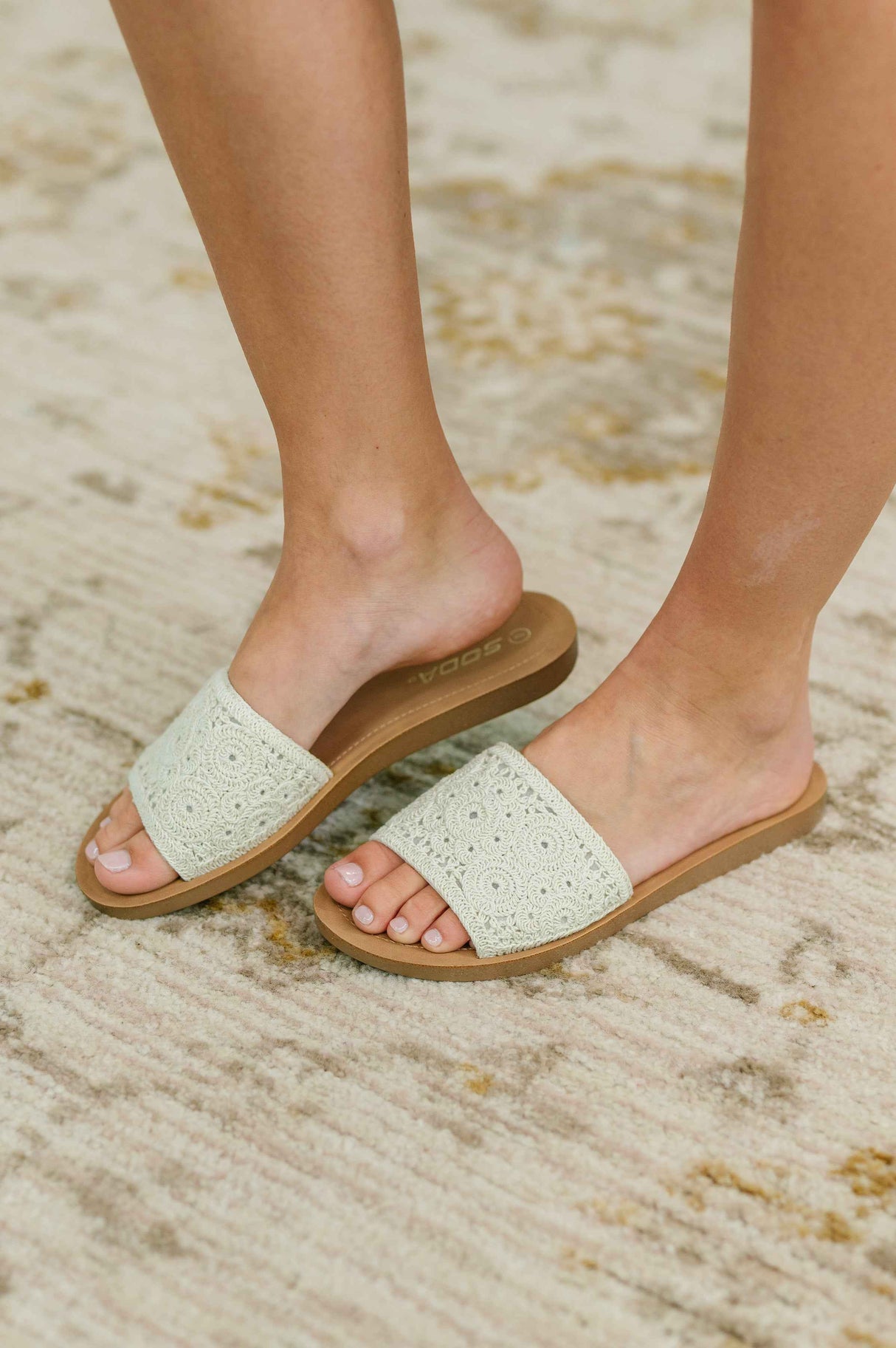 Imelda Off White Crocheted Slip On Sandal - Liarian Unlimited Boutique