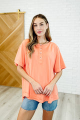 In the Rotation Exposed Seam Tee in Apricot Splash