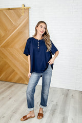 In the Rotation Exposed Seam Tee in Navy