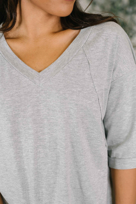 It's All You Oversized Tunic Top in Grey