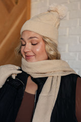 Conjunto de gorro, guantes y bufanda Jane Frost en beige