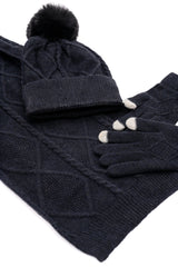 Conjunto de gorro, guantes y bufanda Jane Frost en negro