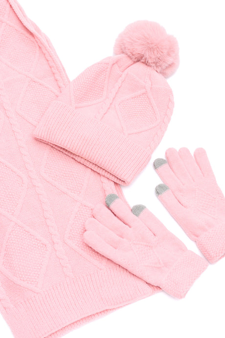 Conjunto de gorro, guantes y bufanda Jane Frost en rosa