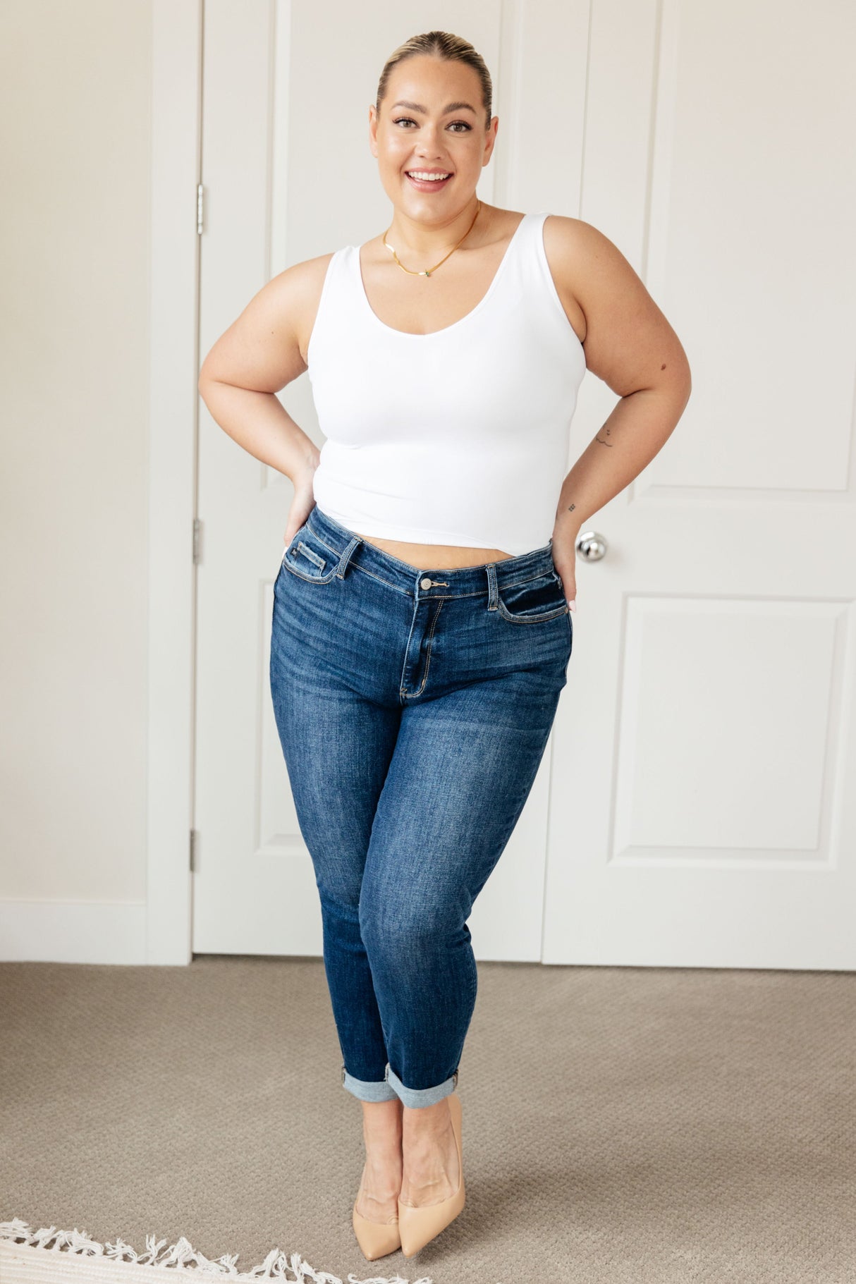 London Midrise Cuffed Boyfriend Jeans - Liarian Unlimited Boutique