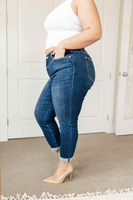 London Midrise Cuffed Boyfriend Jeans - Liarian Unlimited Boutique
