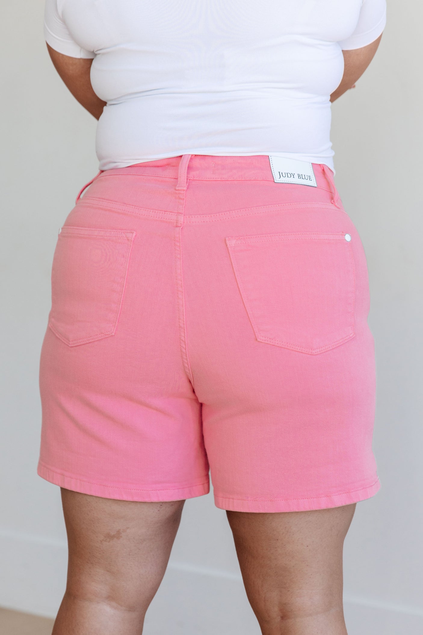Jenna High Rise Control Top Cuffed Shorts in Pink - Liarian Unlimited Boutique