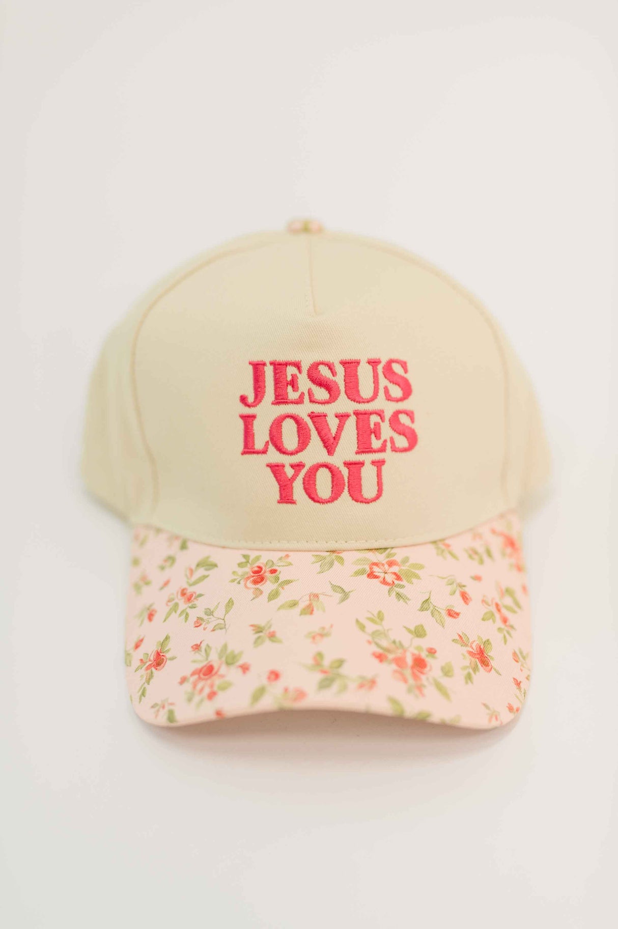 Jesus Loves You Canvas Floral Hat