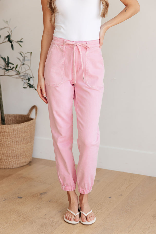 Regina High Rise Garment Dyed Denim Jogger - Liarian Unlimited Boutique