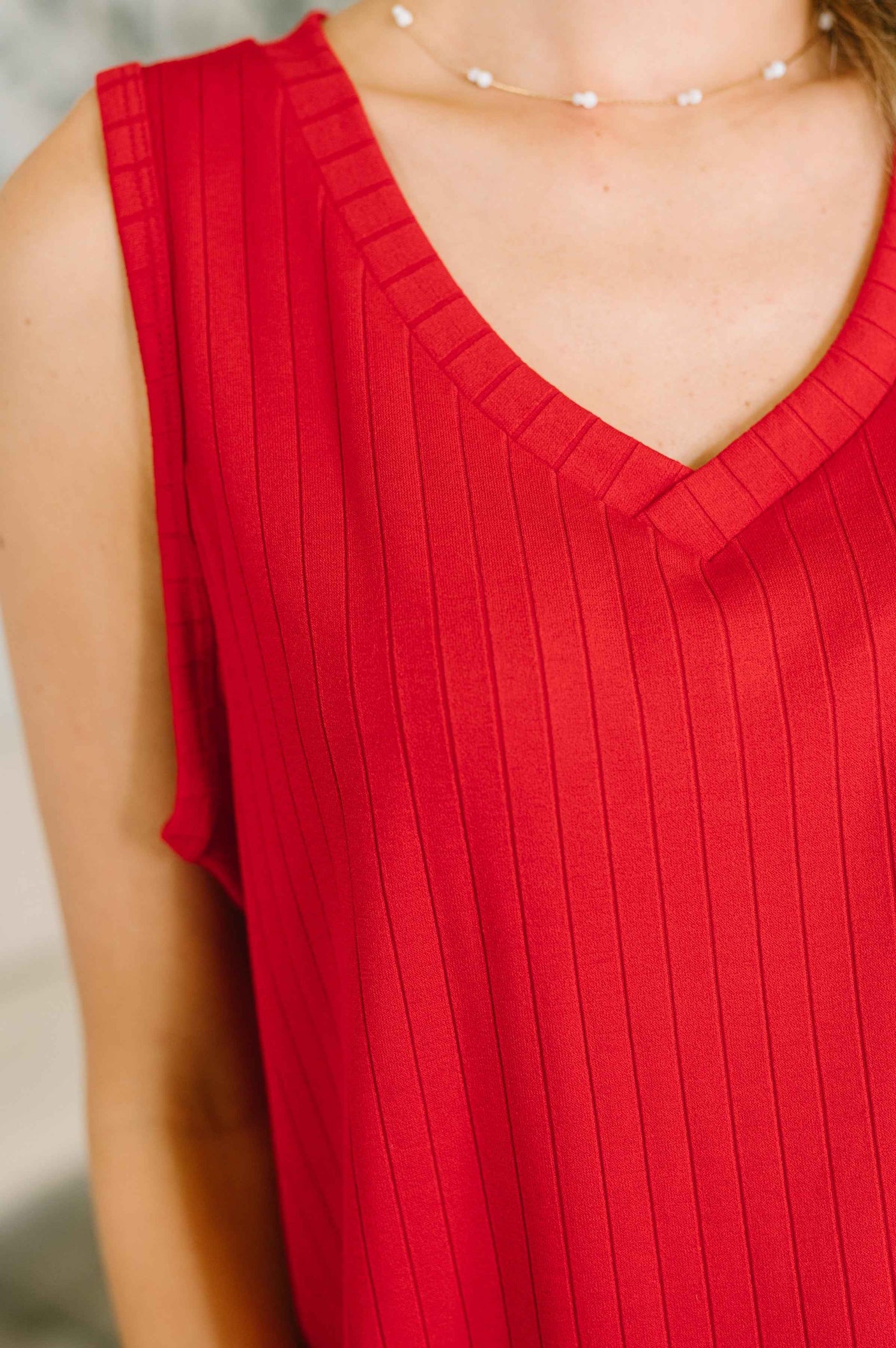 Just Give In Ribbed Knit Tank in Red
