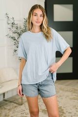 Just Like That Relaxed Heather Tee in Blue