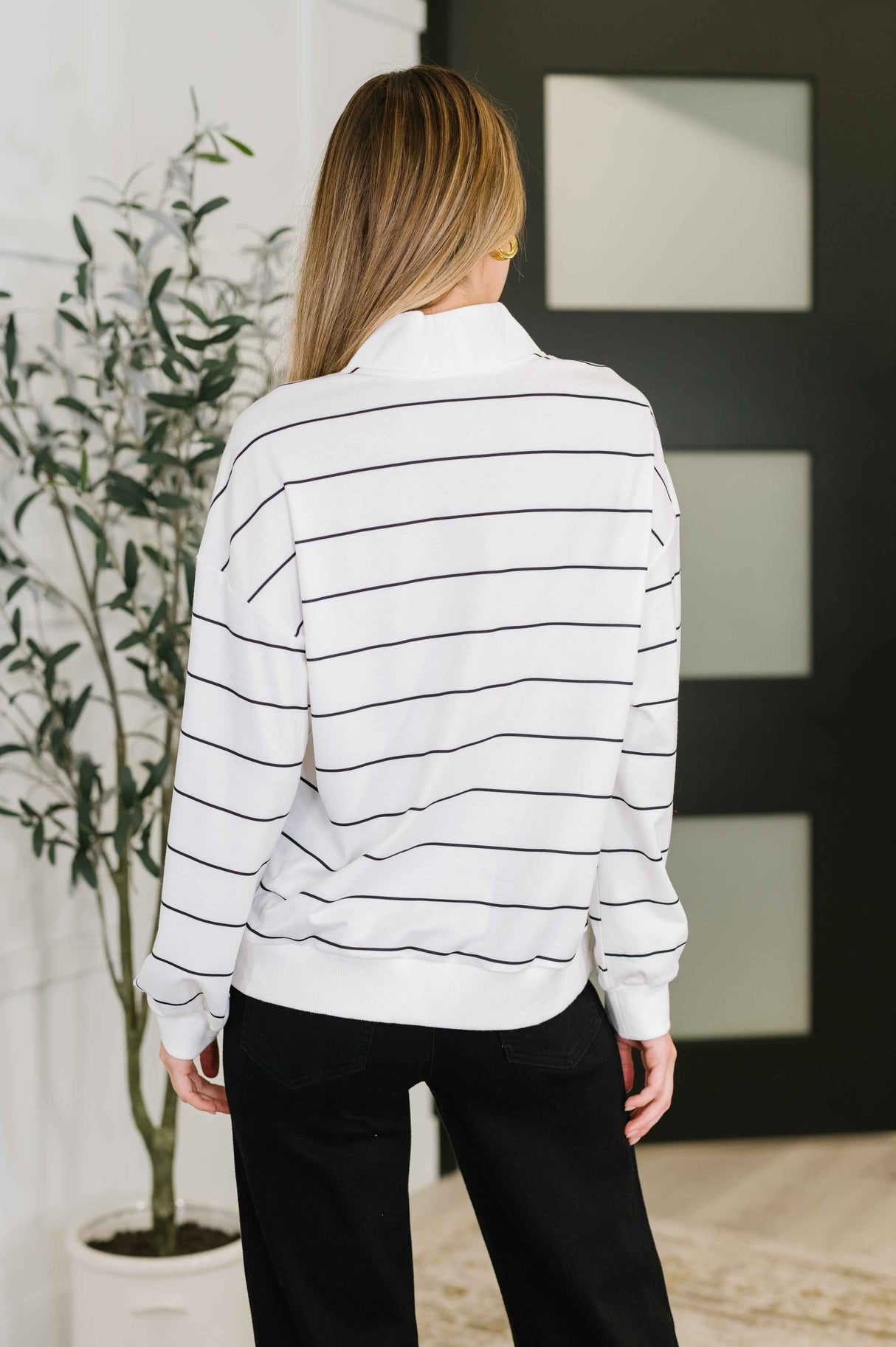Just My Stripe Zipper Top