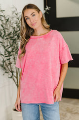 Just My Type Mineral Wash Relaxed Top in Fuchsia