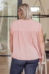 Pleat Detail Button Up Blouse in Pink - Liarian Unlimited Boutique