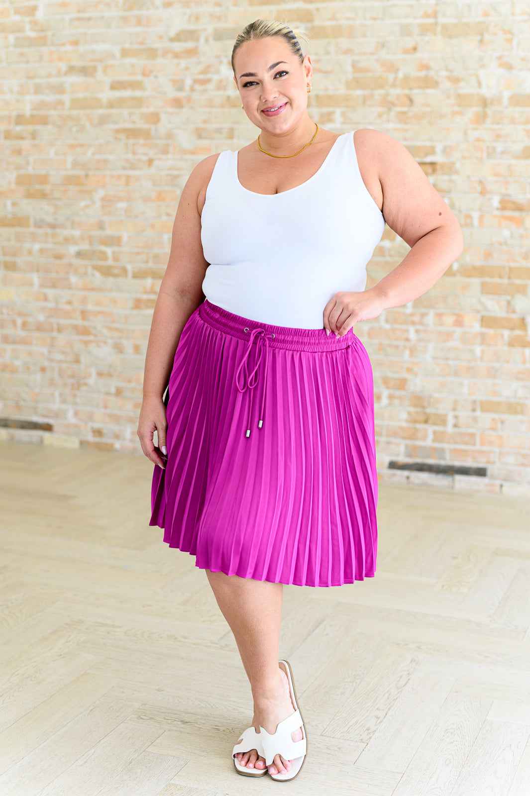 Just a Flirt Pleated Skirt in Magenta - Liarian Unlimited Boutique