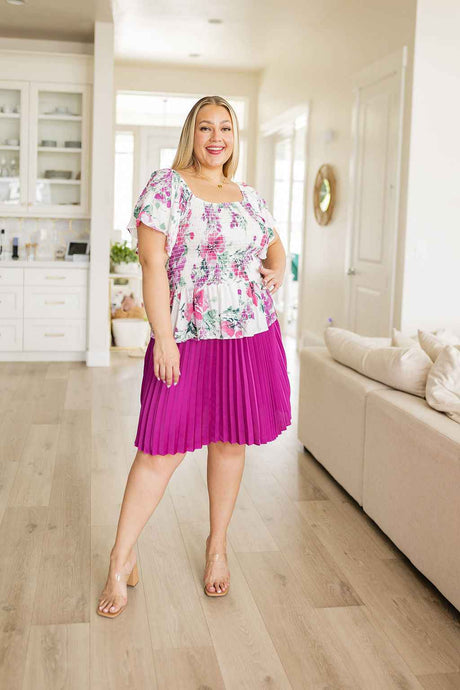 Just a Flirt Pleated Skirt in Magenta - Liarian Unlimited Boutique