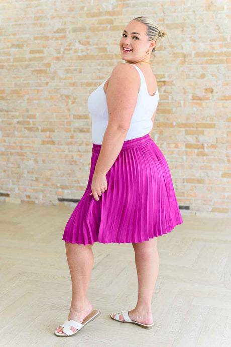 Just a Flirt Pleated Skirt in Magenta - Liarian Unlimited Boutique