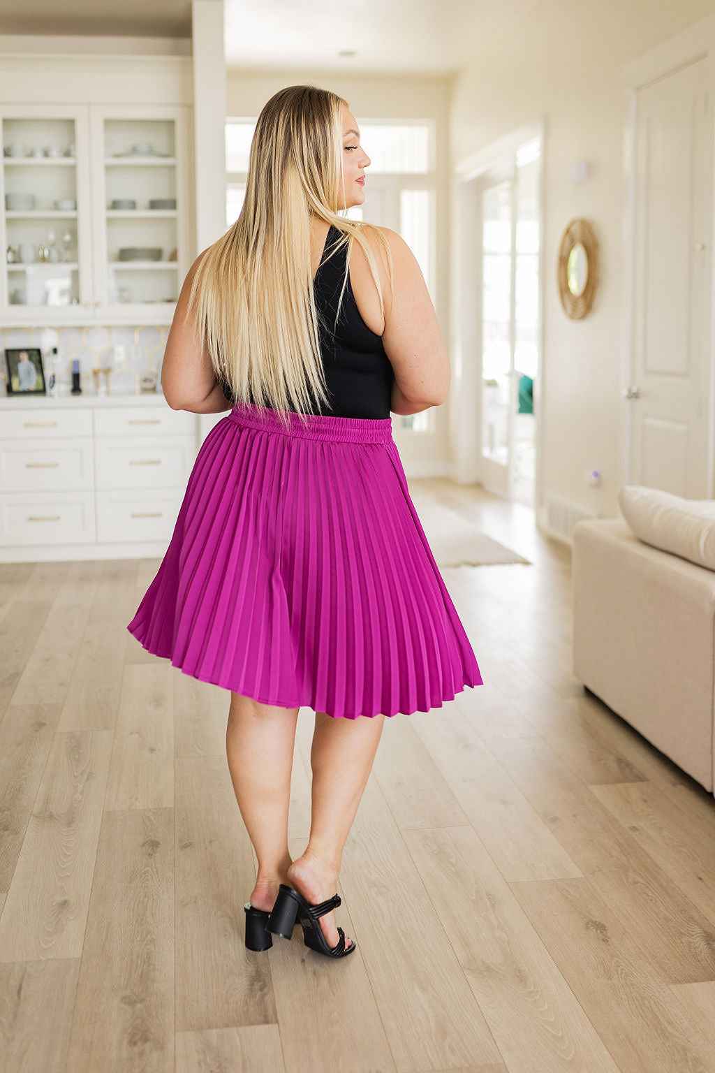 Just a Flirt Pleated Skirt in Magenta - Liarian Unlimited Boutique