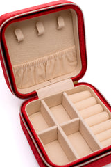 Joyero de terciopelo rojo para guardar y transportar