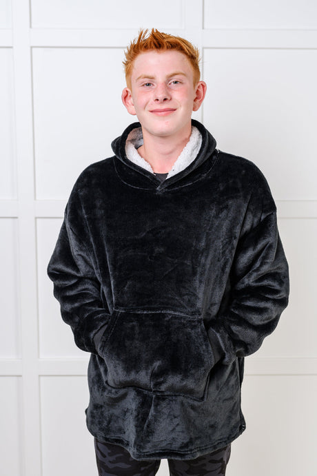 Kids Oversized Hoodie Blanket in Black - Liarian Unlimited Boutique