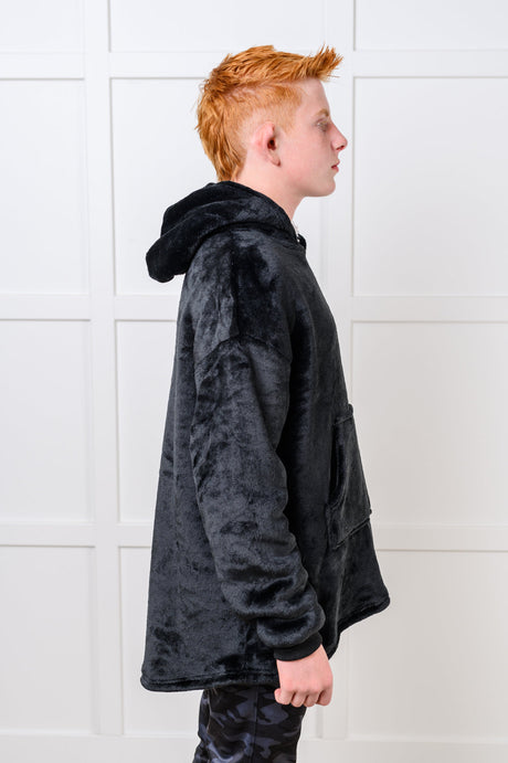 Kids Oversized Hoodie Blanket in Black - Liarian Unlimited Boutique