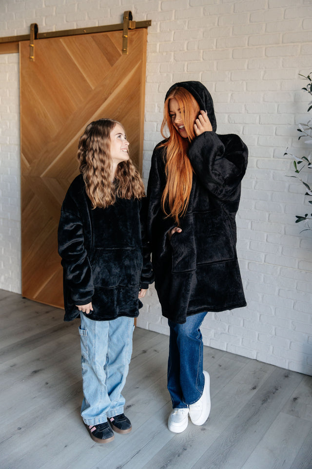Kids Oversized Hoodie Blanket in Black - Liarian Unlimited Boutique