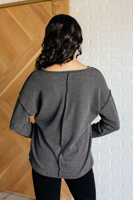 Kinda Sorta Ribbed Top in Charcoal - Liarian Unlimited Boutique