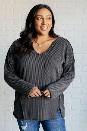 Kinda Sorta Ribbed Top in Charcoal - Liarian Unlimited Boutique