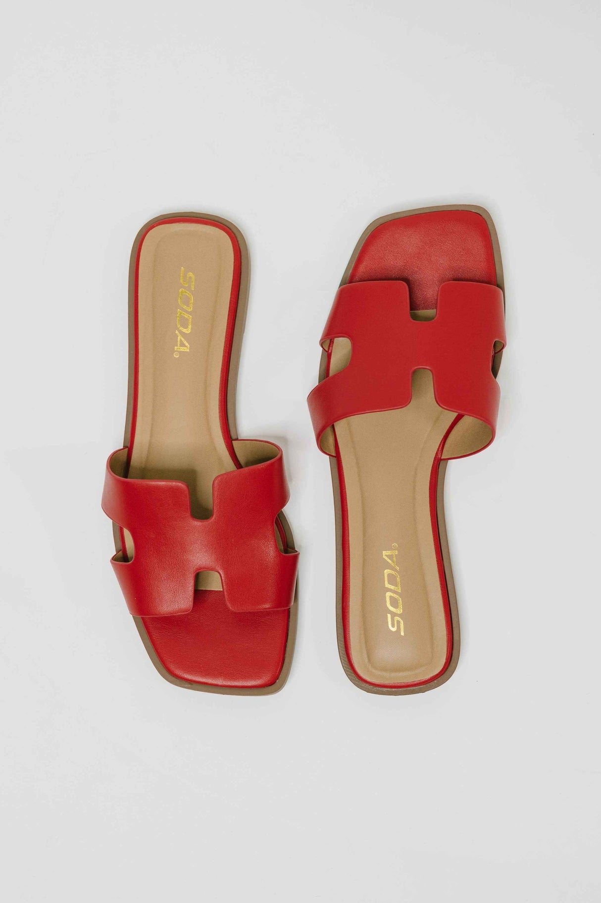 Knit Square Toe Slip on Sandal in Red