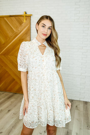 Lace to the Party High Neck Dress in Ivory Multi - Liarian Unlimited Boutique