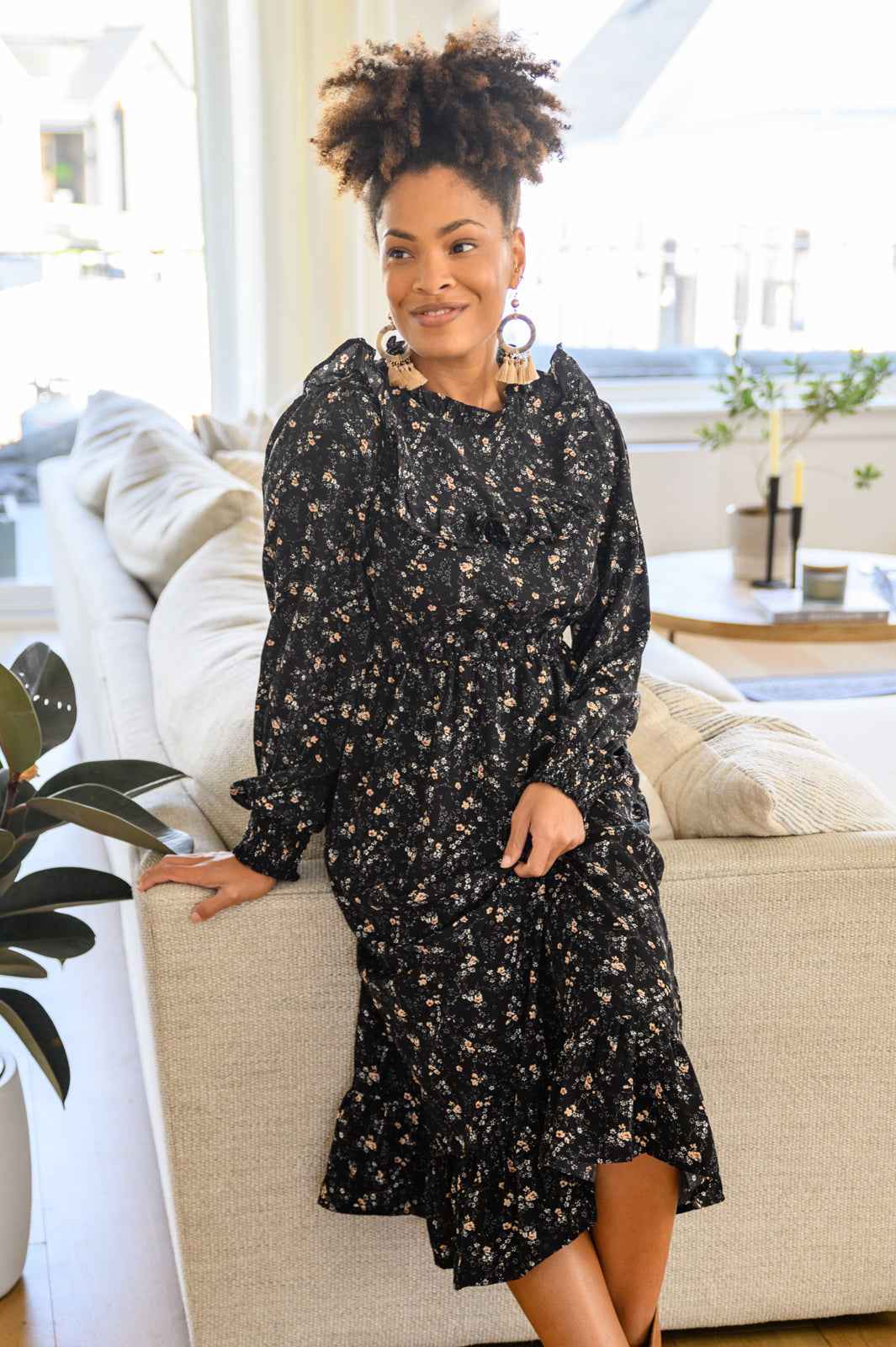 Larissa Long Sleeve Ruffle Hem Dress - Liarian Unlimited Boutique