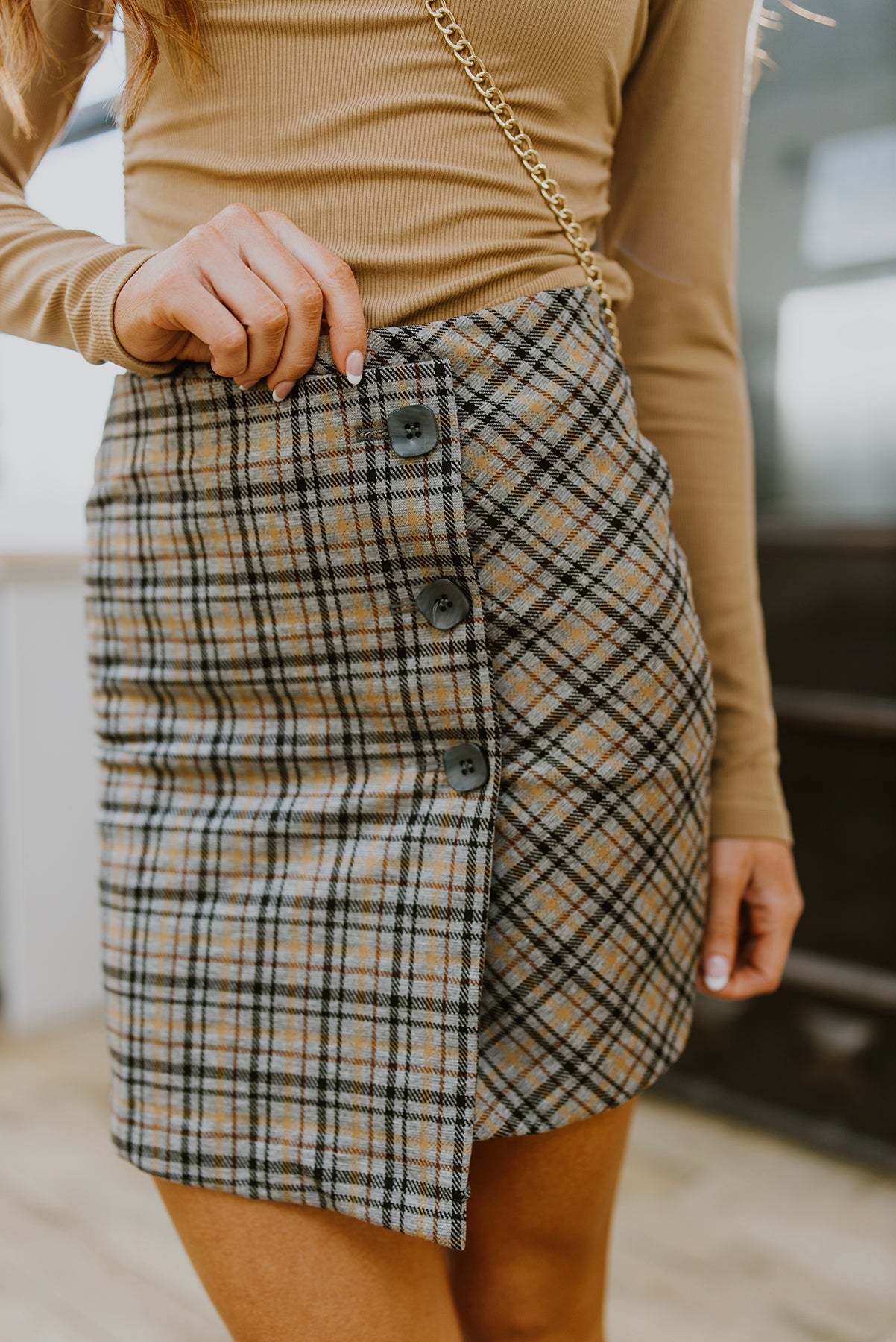 Falda pantalón corta a cuadros para llegar tarde a clase