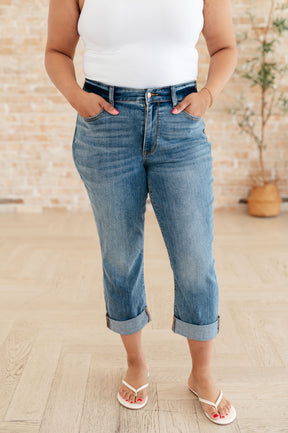 Laura Mid Rise Cuffed Skinny Capri Jeans - Liarian Unlimited Boutique