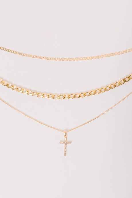 Layered Faith Necklace in Gold