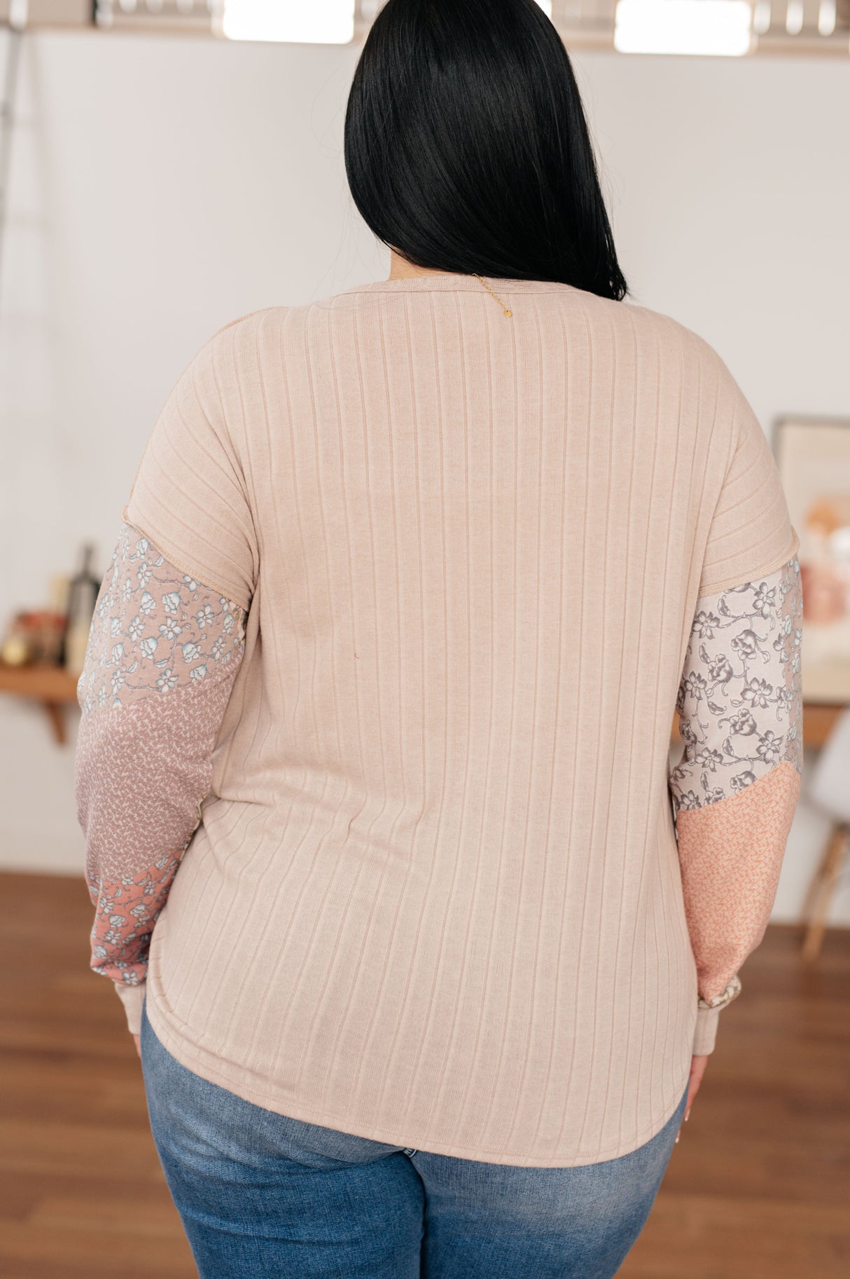 Leap Higher Mixed Print Henley - Liarian Unlimited Boutique