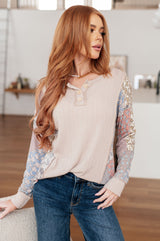 Leap Higher Mixed Print Henley - Liarian Unlimited Boutique