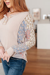 Leap Higher Mixed Print Henley - Liarian Unlimited Boutique