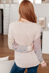 Leap Higher Mixed Print Henley - Liarian Unlimited Boutique