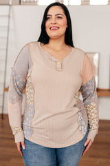 Leap Higher Mixed Print Henley - Liarian Unlimited Boutique