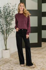 Leaves or Breeze Long Sleeve Knit Top